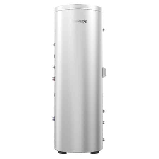 Hochwertiger Newntide Warmwasserspeicher in silbernem Design für effiziente Trinkwassererwärmung.